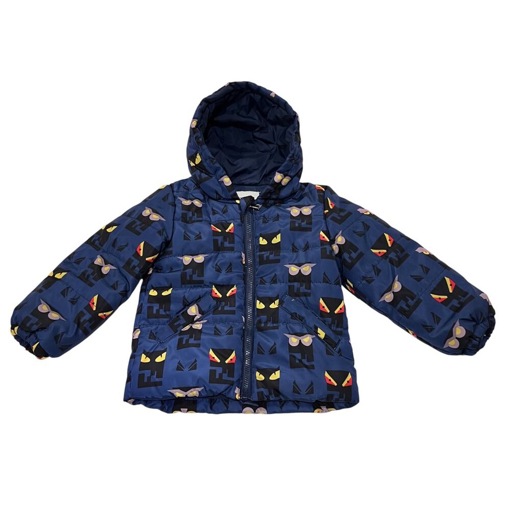Fendi Kids Monster Eyes Hooded Puffer Jacket, 12 mo
